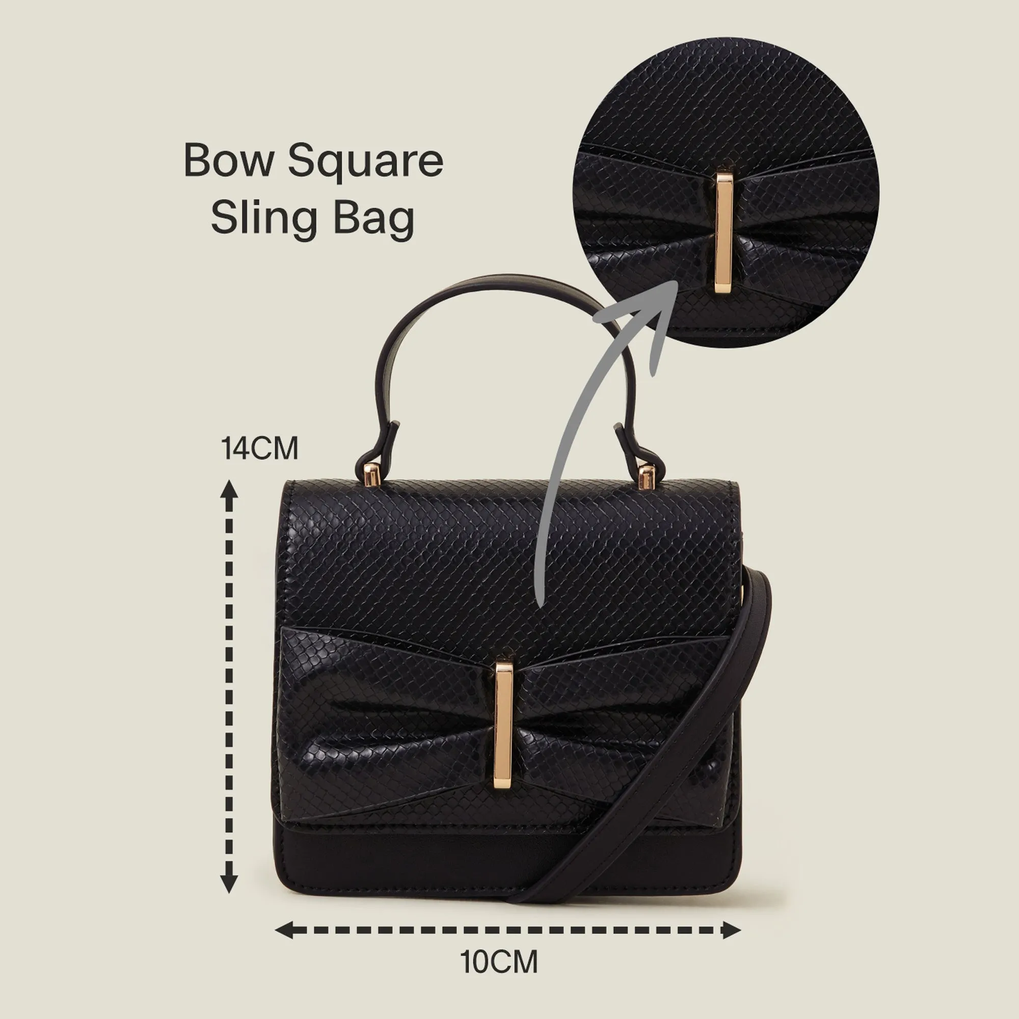 Black Bow Square Sling Bag