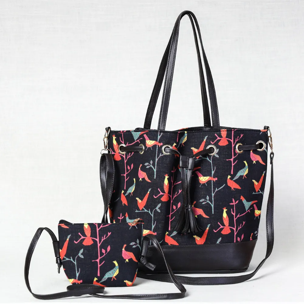 Black - Kutch Printed Cotton Sling Bag (Set of 2)
