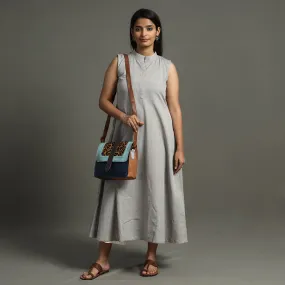 Blue - Handcrafted Fur Leather Sling Bag