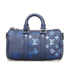 Blue Louis Vuitton Monogram Ink Watercolor Keepall XS Satchel