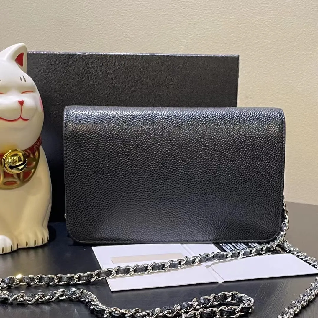 Chanel Black Leather Wallet on Chain Bag Medium