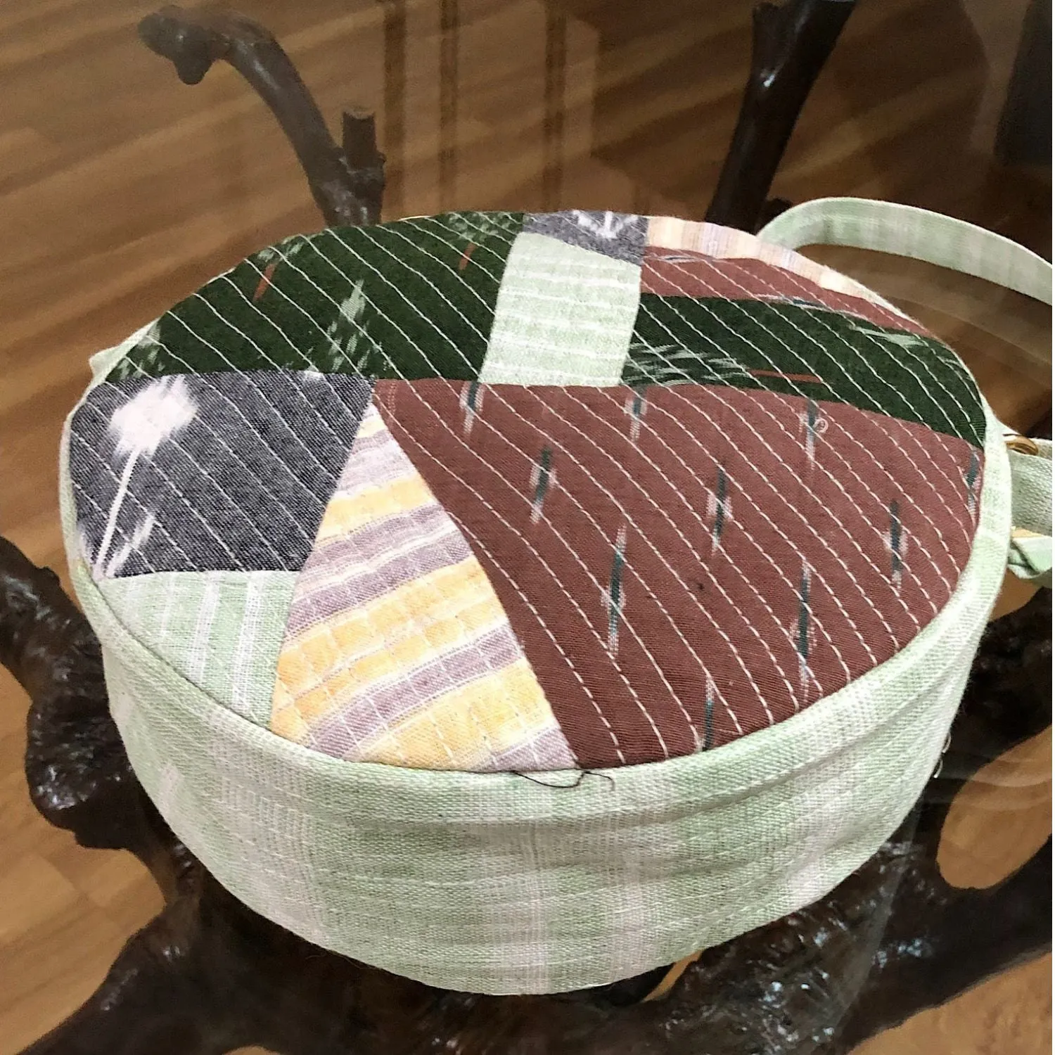 Collage Ikat Round Sling Bag | Hand-Crafted | Stylish and Spacious