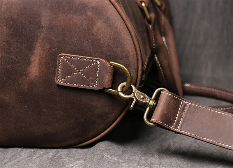 Cowhide Leather Overnight Travel Weekender Duffel Bag