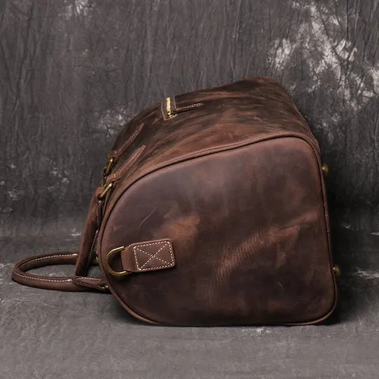 Cowhide Leather Overnight Travel Weekender Duffel Bag