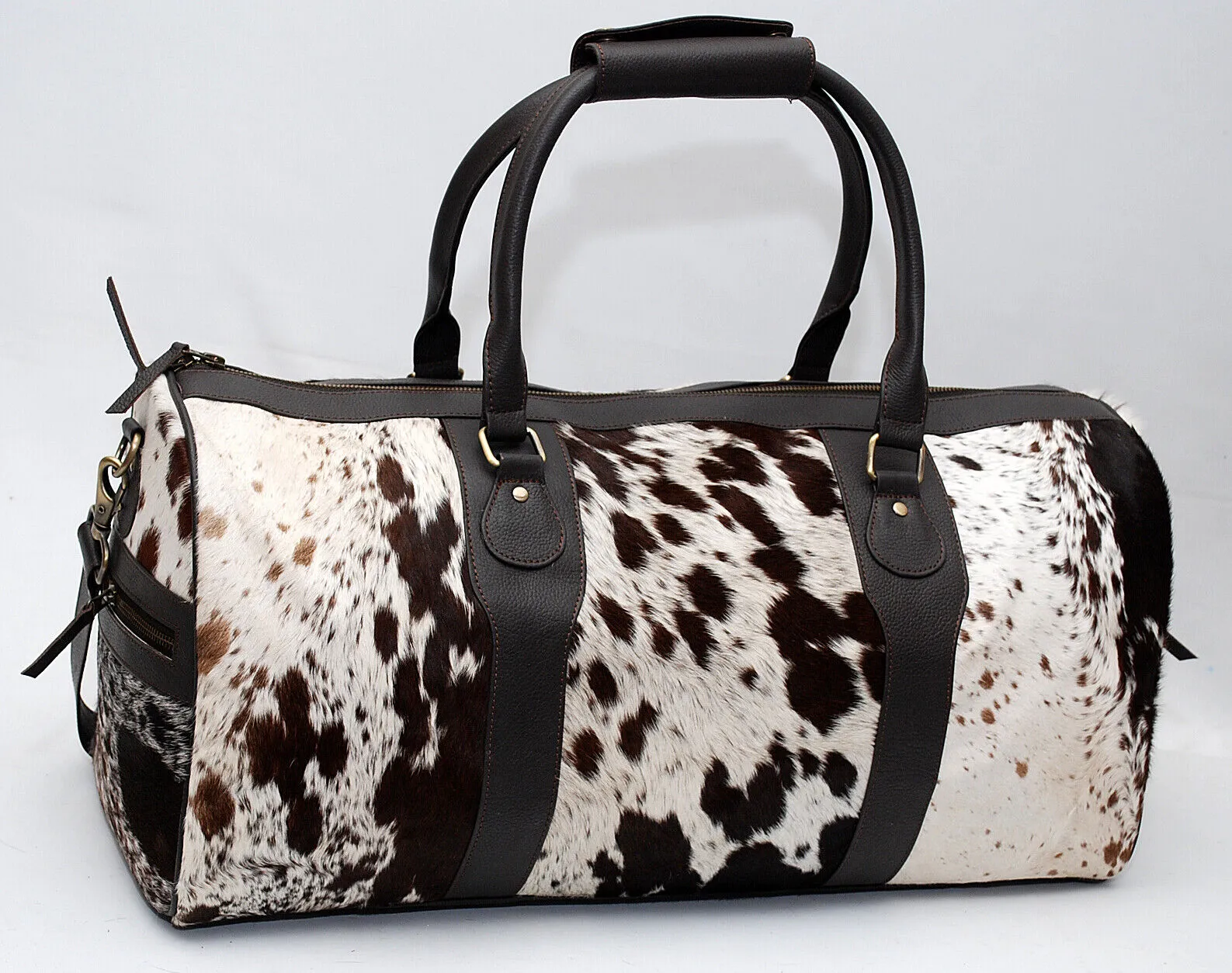 Cowhide Skin Weekender Bag Tricolor