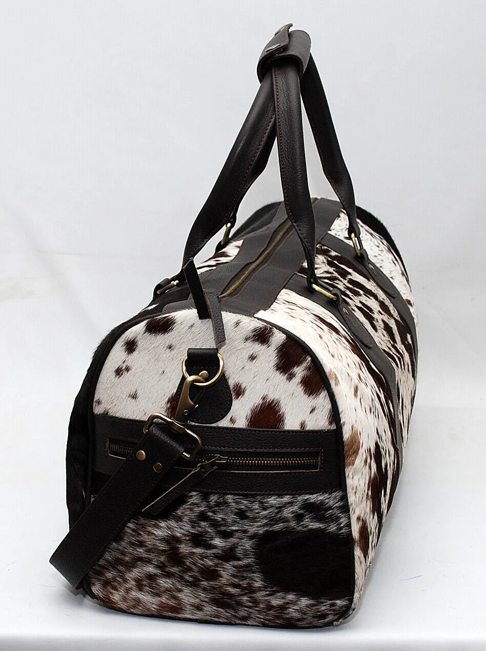 Cowhide Skin Weekender Bag Tricolor