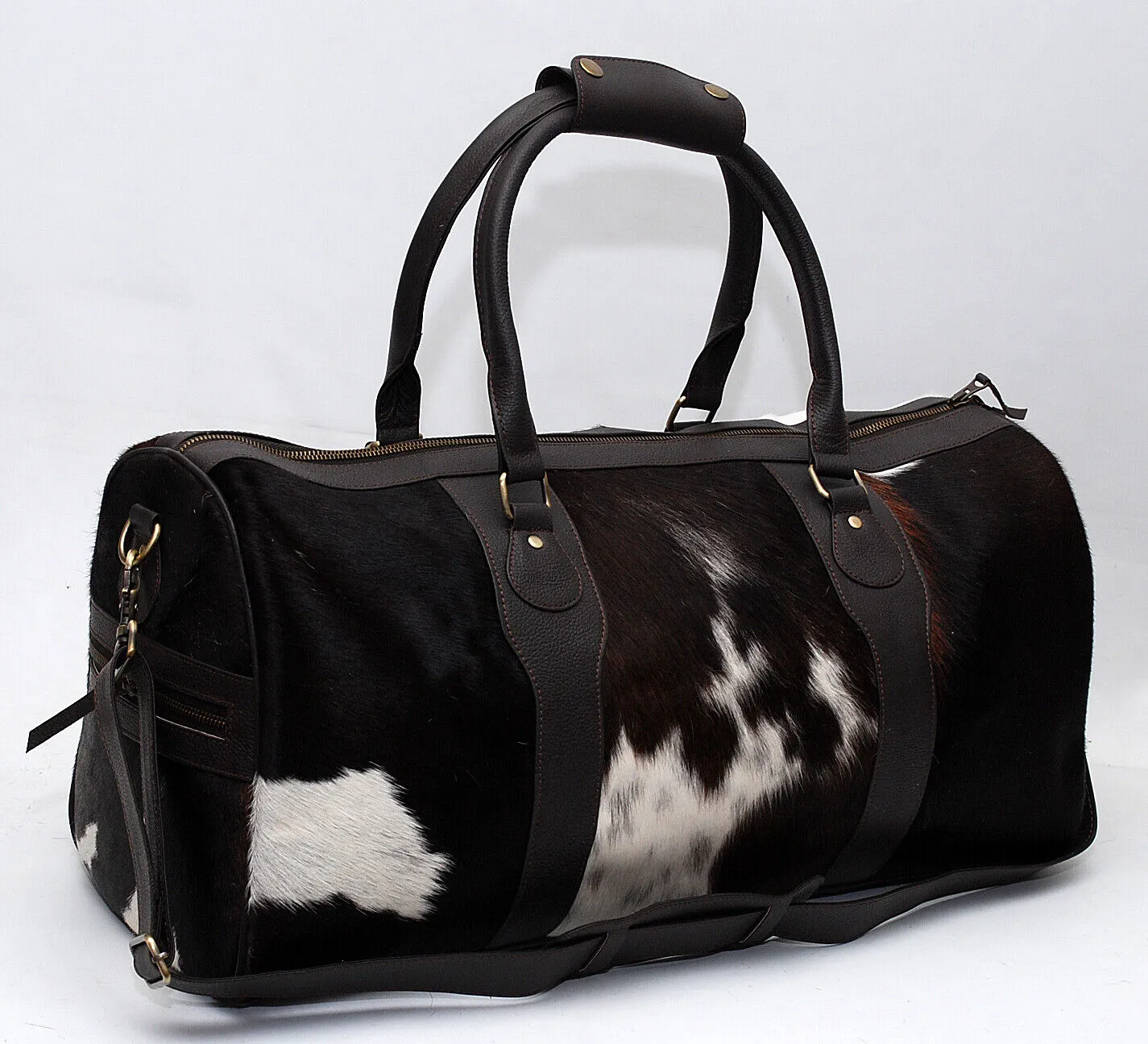 Cowhide Skin Weekender Bag Tricolor