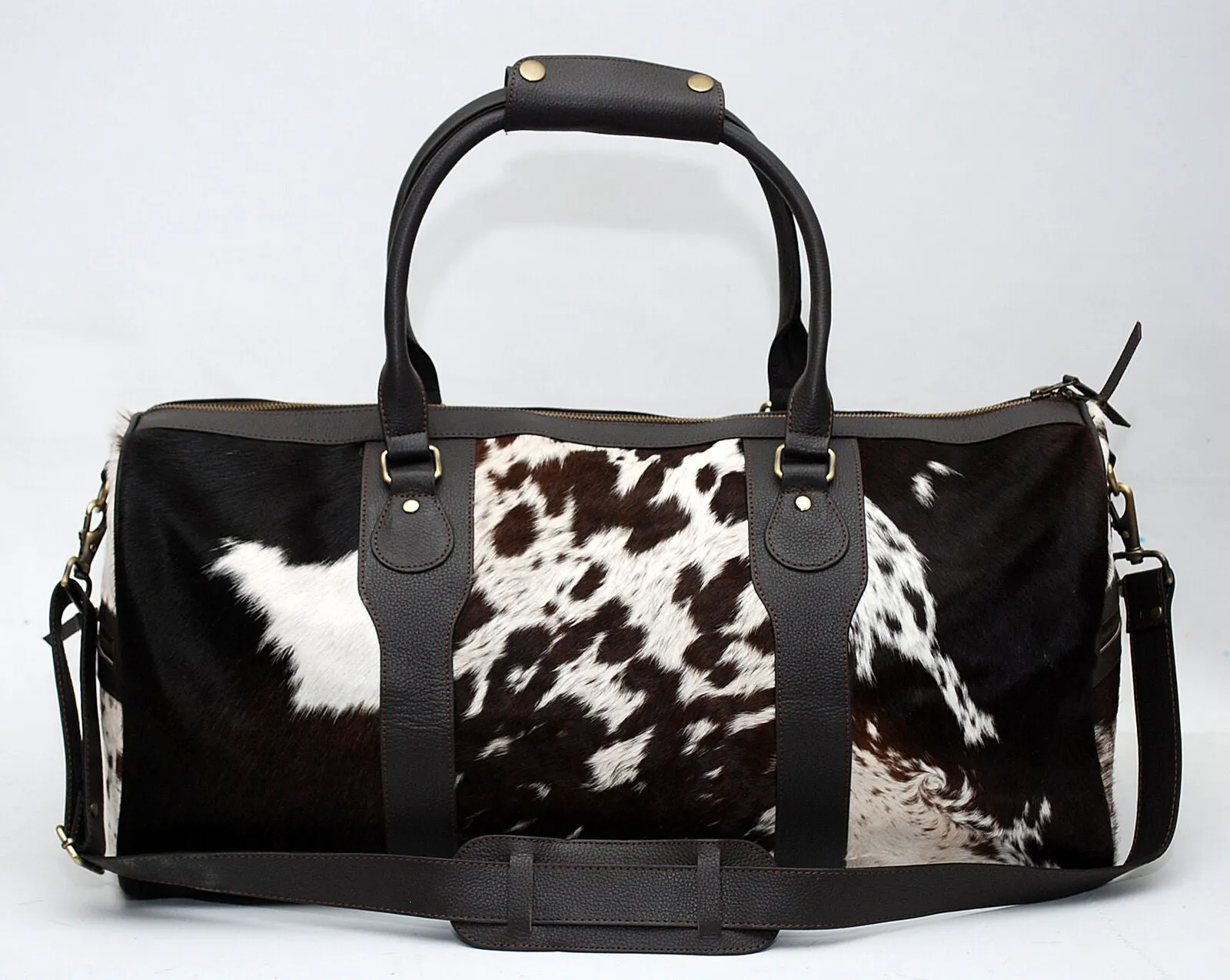 Cowhide Skin Weekender Bag Tricolor