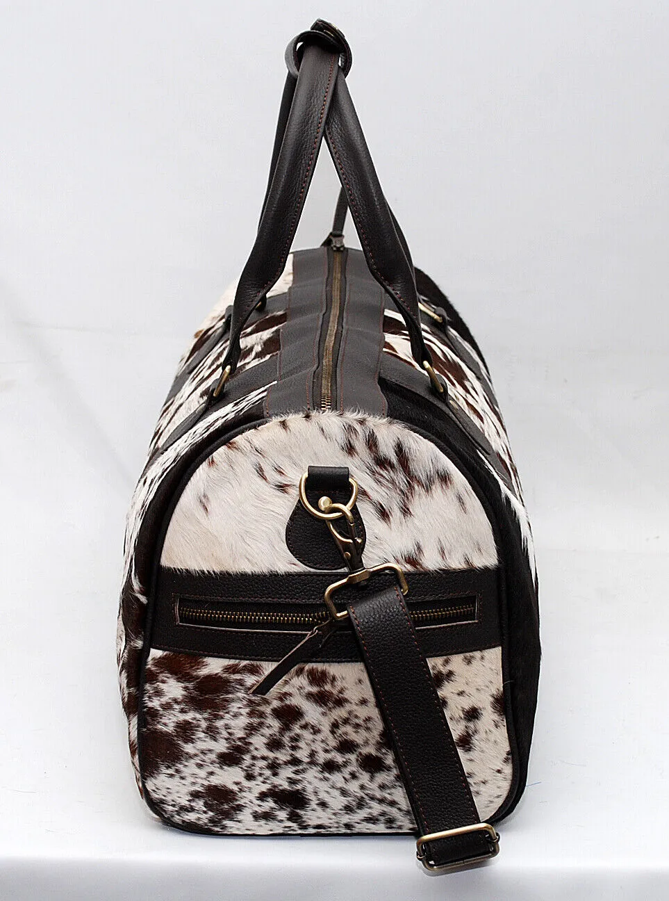Cowhide Skin Weekender Bag Tricolor