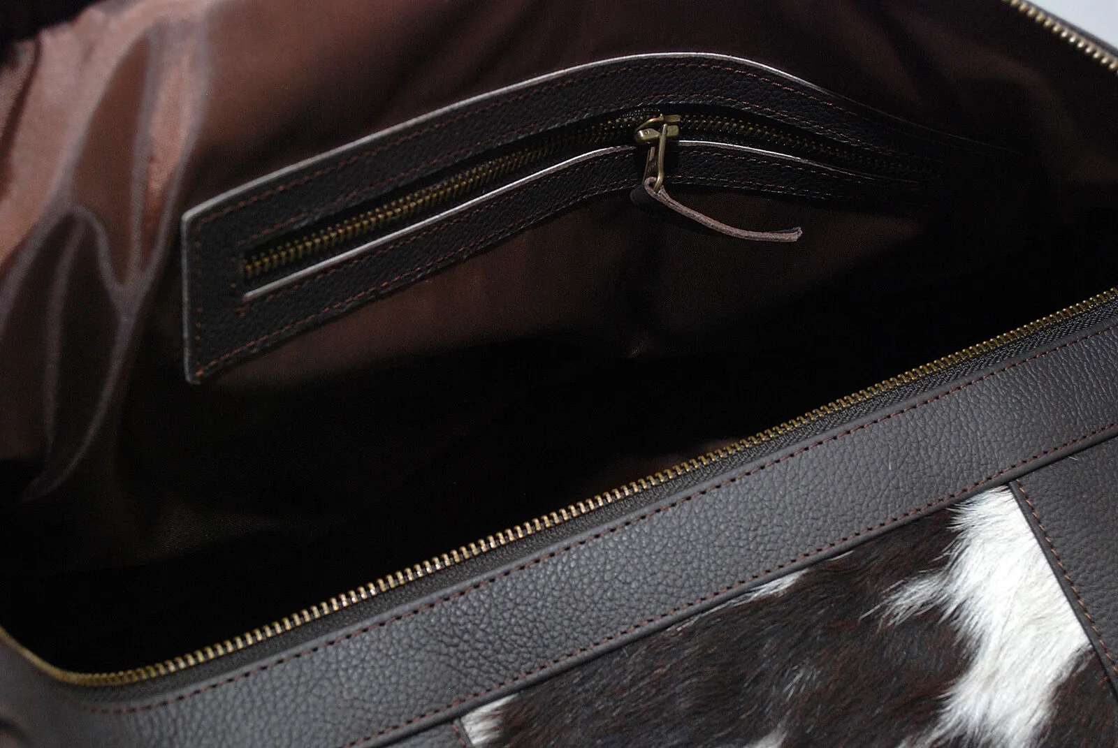 Cowhide Skin Weekender Bag Tricolor