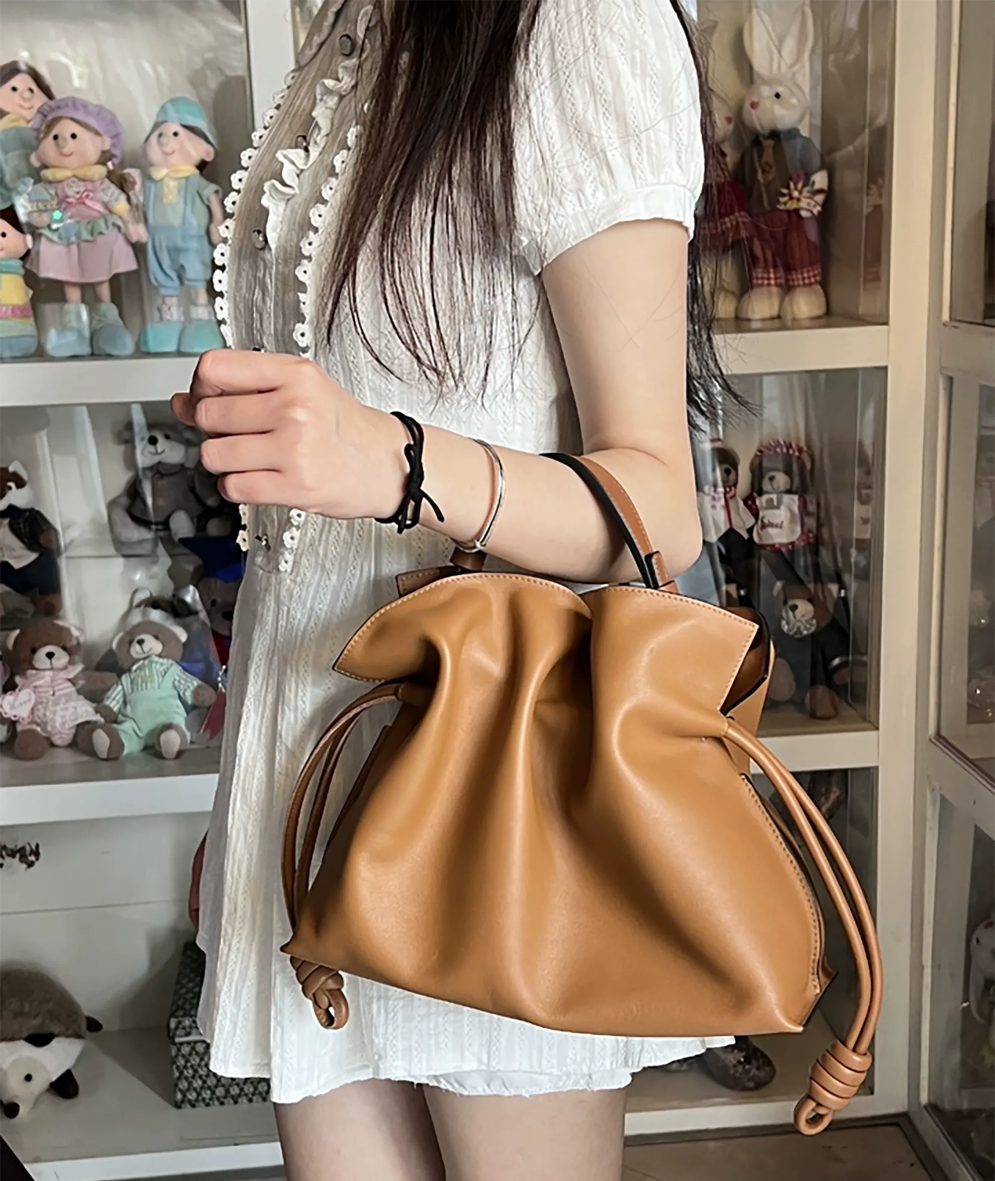 Flamenco Clutch in Nappa Calfskin Bag Handle, Genuine Leather Replacement Strap, Transformation Handle Shoulder Strap Accessory