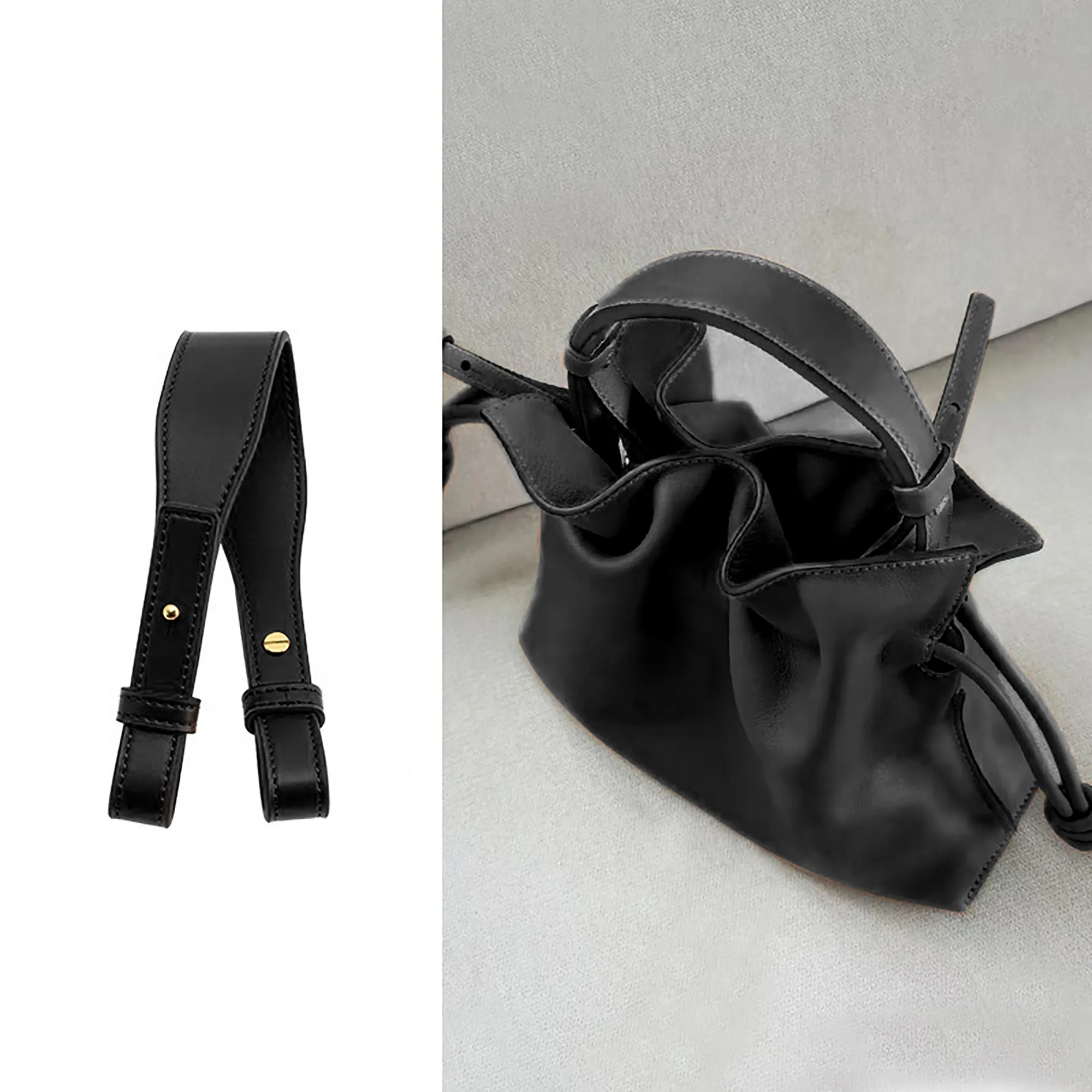 Flamenco Clutch in Nappa Calfskin Bag Handle, Genuine Leather Replacement Strap, Transformation Handle Shoulder Strap Accessory