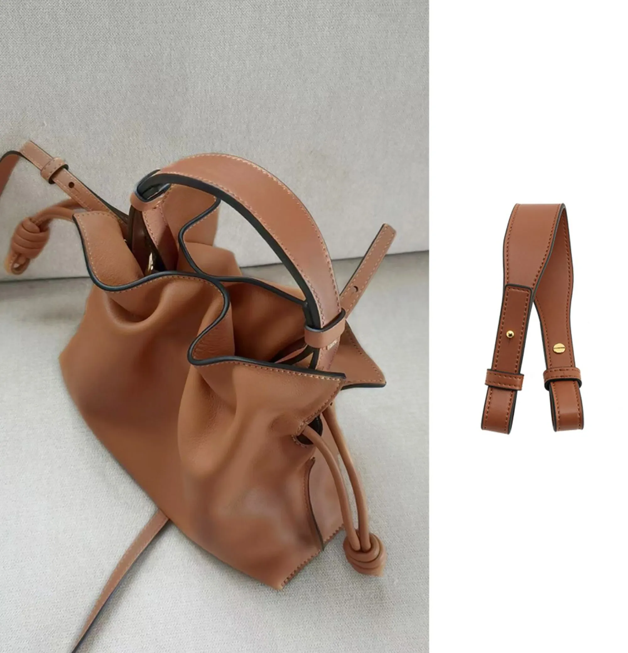 Flamenco Clutch in Nappa Calfskin Bag Handle, Genuine Leather Replacement Strap, Transformation Handle Shoulder Strap Accessory