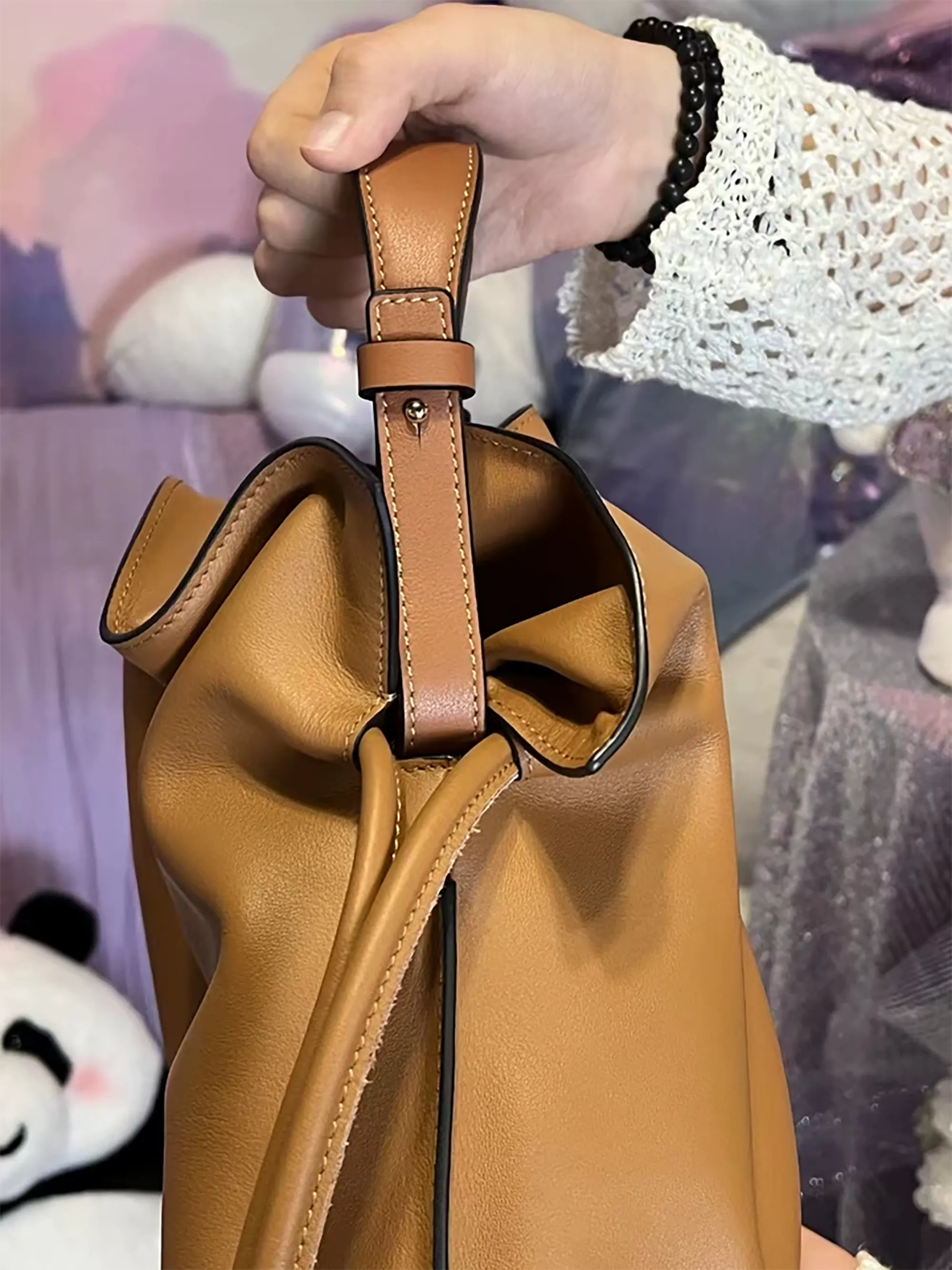 Flamenco Clutch in Nappa Calfskin Bag Handle, Genuine Leather Replacement Strap, Transformation Handle Shoulder Strap Accessory