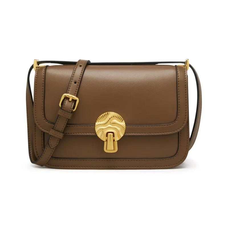 FOXER 2021New Fashion Retro Shoulder Bag Ladies Split Lather Small Flap Crossbody Bag Adjustable Shoulder Strap Underarm Handbag