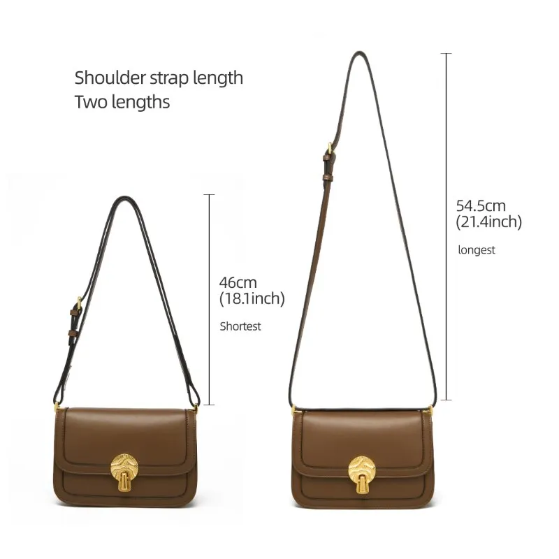 FOXER 2021New Fashion Retro Shoulder Bag Ladies Split Lather Small Flap Crossbody Bag Adjustable Shoulder Strap Underarm Handbag