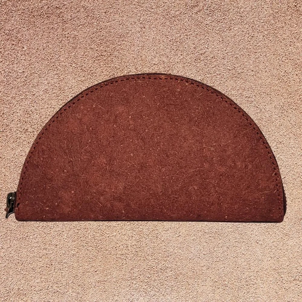 Garnet Maroon Crescent Clutch | Textured Coconut Leather | Unique | Stylish