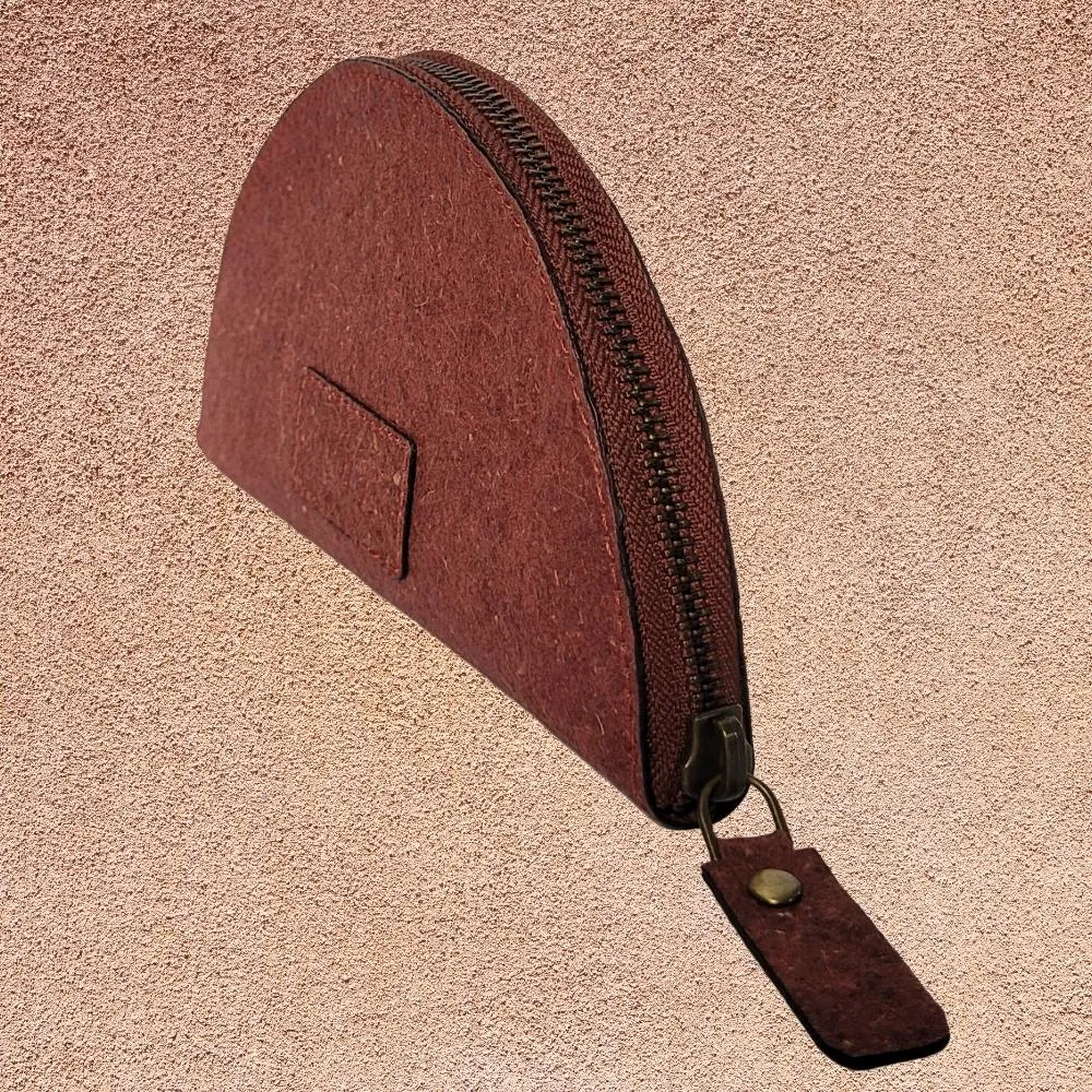 Garnet Maroon Crescent Clutch | Textured Coconut Leather | Unique | Stylish
