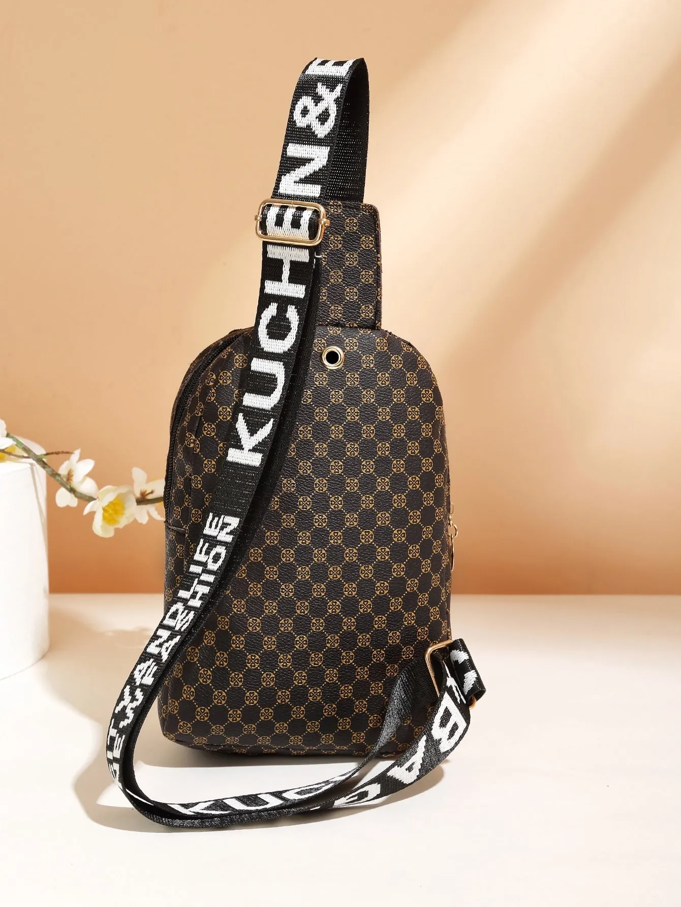 Geo Pattern Pocket Front Sling Bag