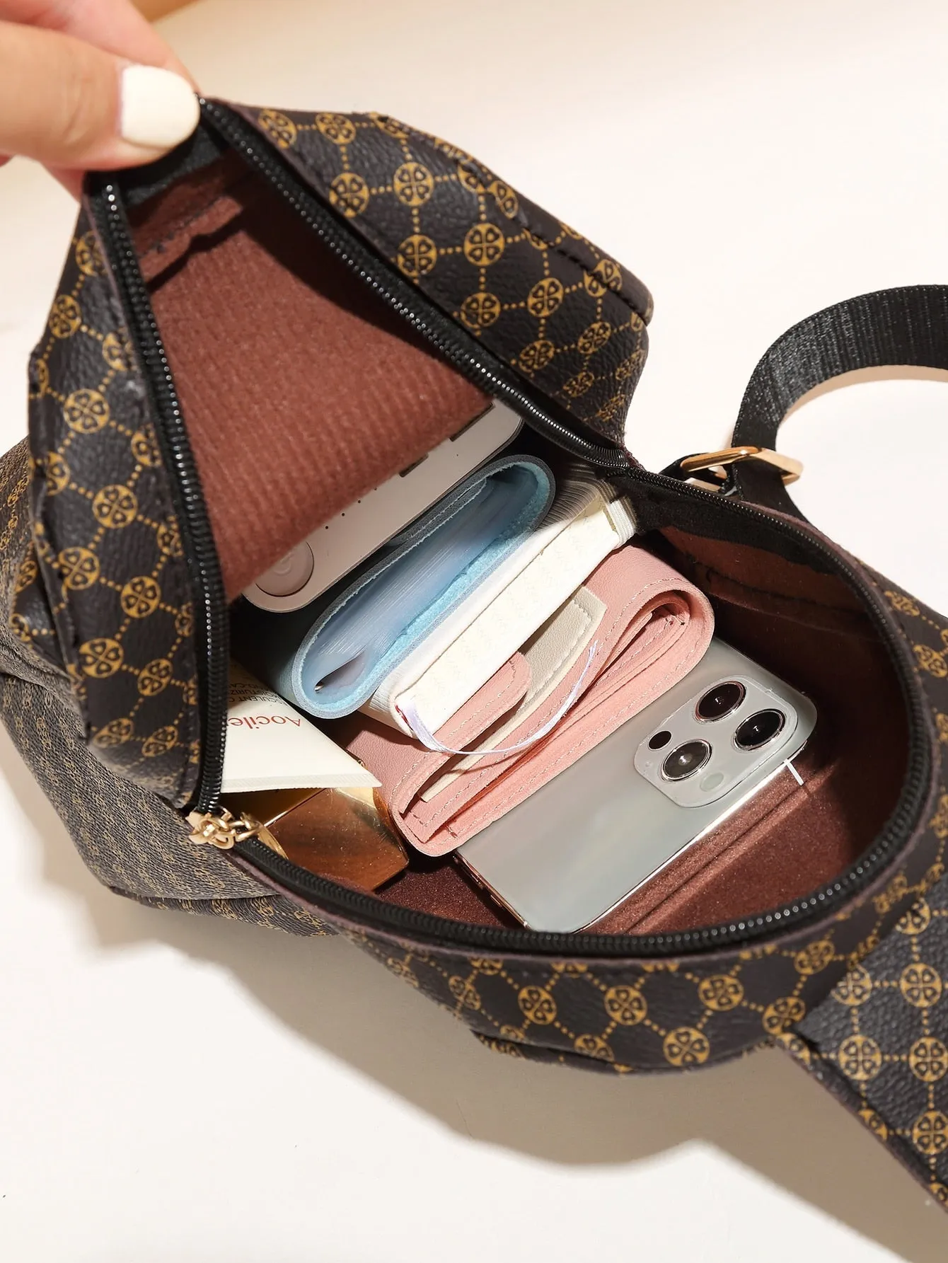Geo Pattern Pocket Front Sling Bag