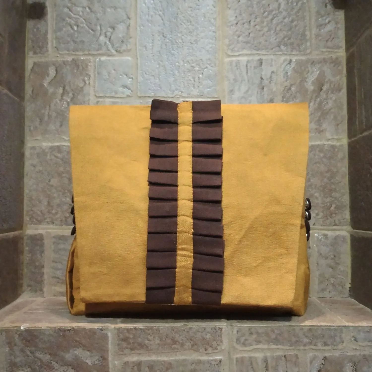 Golden Brown Chic Sling Bag | Pleated Style | Hand-Crafted for Casual Outing
