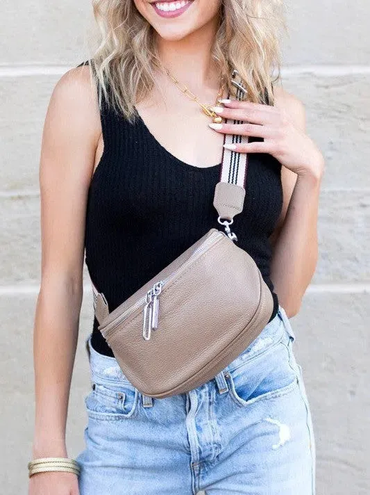 Hazel Genuine Leather Herringbone Lining Sling Bag