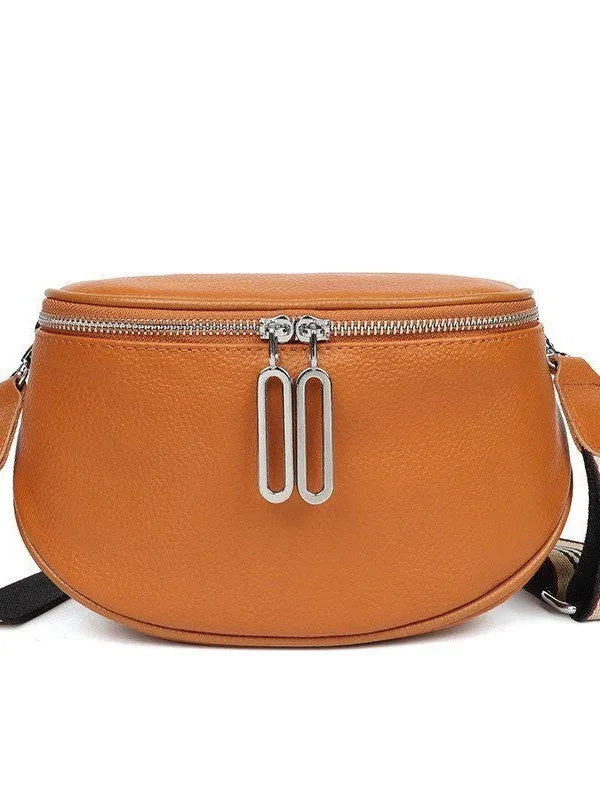 Hazel Genuine Leather Herringbone Lining Sling Bag