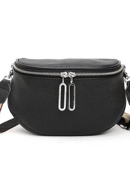 Hazel Genuine Leather Herringbone Lining Sling Bag