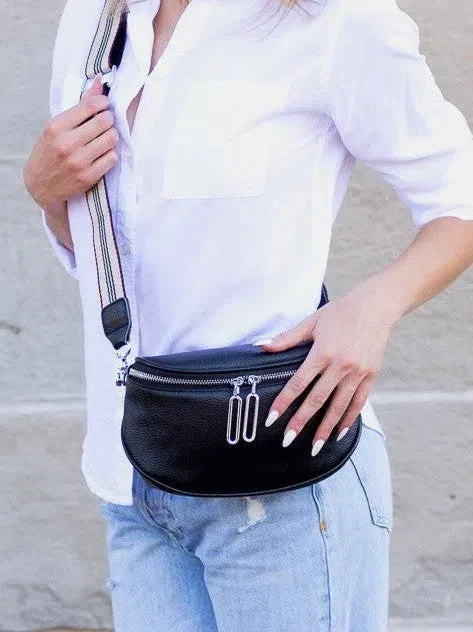 Hazel Genuine Leather Herringbone Lining Sling Bag