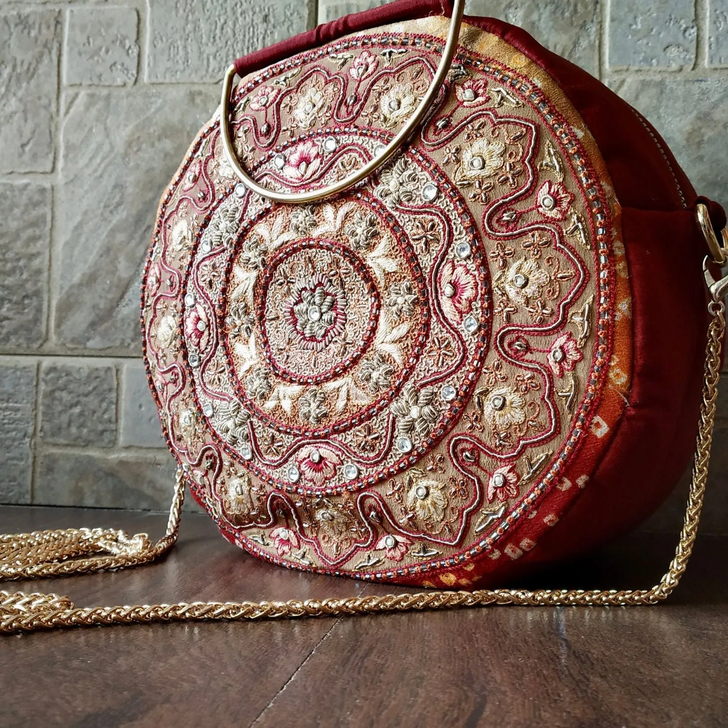 Maroon Sling Bag For Women |  Bandhani Glam | Stylish and Functional