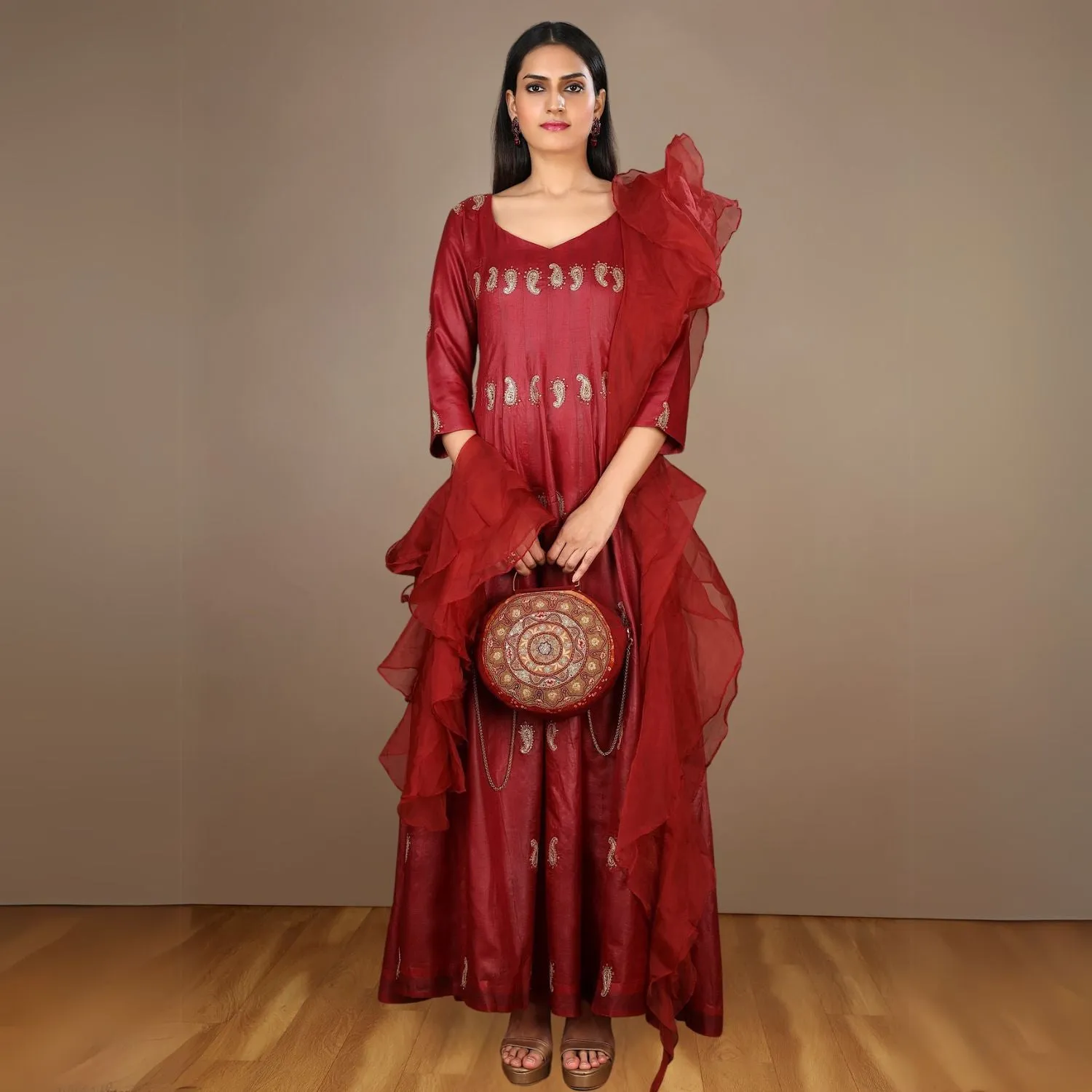 Maroon Sling Bag For Women |  Bandhani Glam | Stylish and Functional