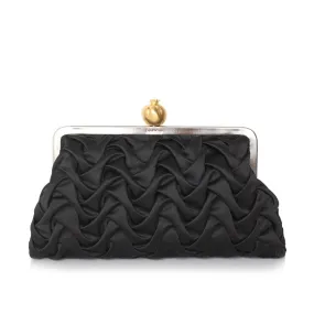 POMEGRENATE ON BLACK SATIN SMOCKING CLASSIC BAG