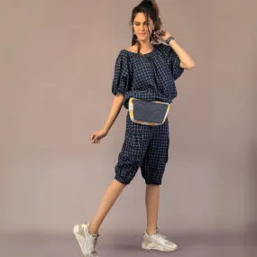 Quirky Blue & Mustard Fanny Pack | Stylish & Functional | Perfect for On-the-Go