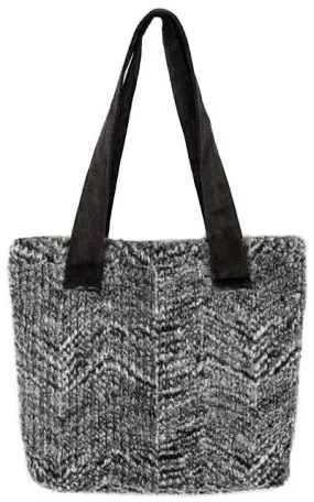 Tokyo Tote - Cozy Cable in Ash Faux Fur (One with Faux Suede Handles Left!)