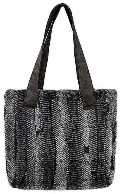 Tokyo Tote - Luxury Faux Fur in Nightshade (One with Leather Straps Left!)