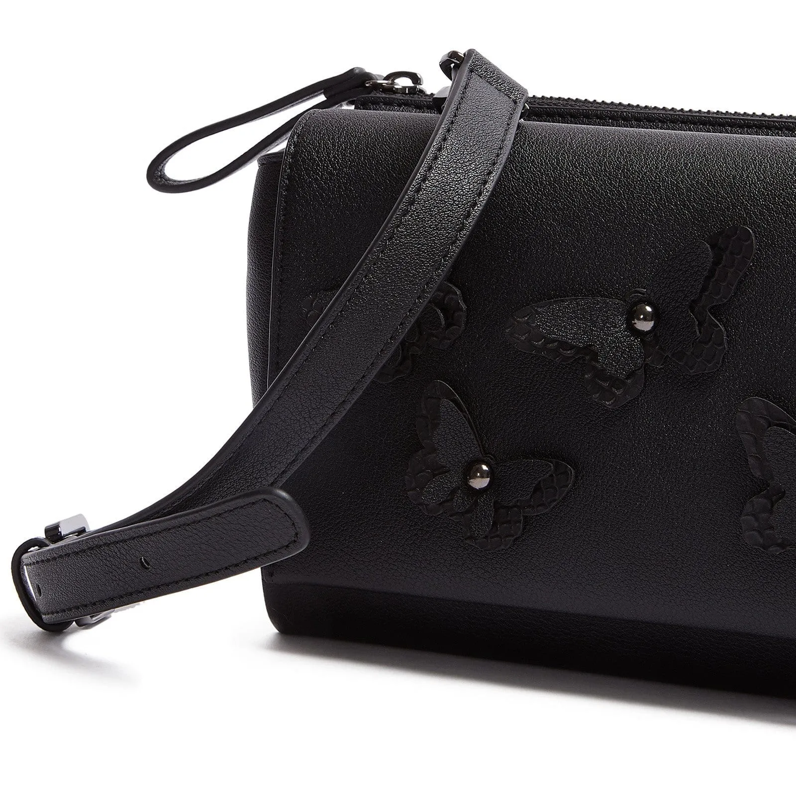 Tosca Blu Black Small Butterfly Applique Flap Shoulder Bag