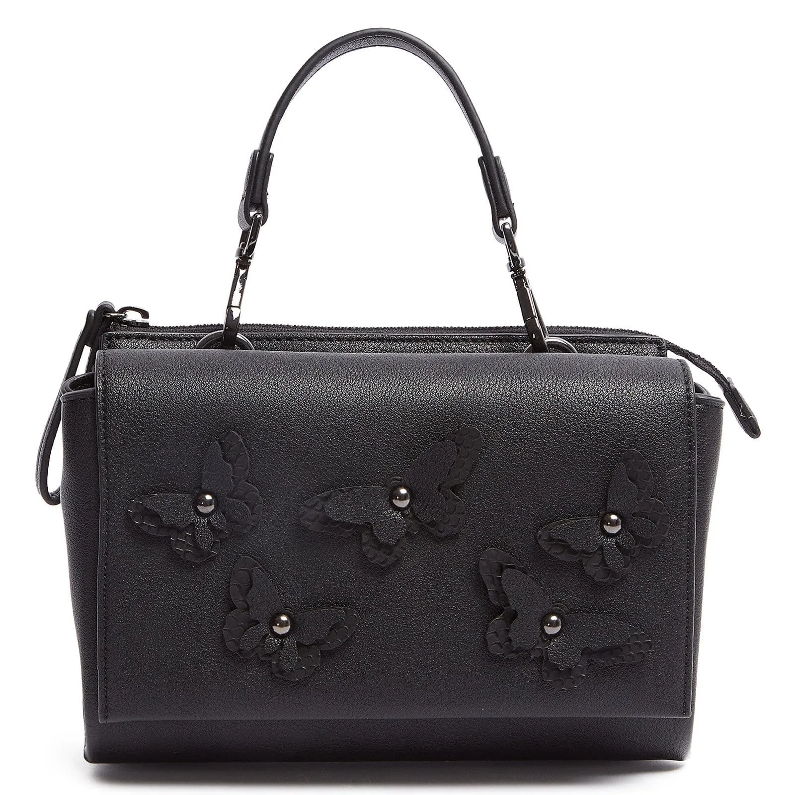 Tosca Blu Black Small Butterfly Applique Flap Shoulder Bag