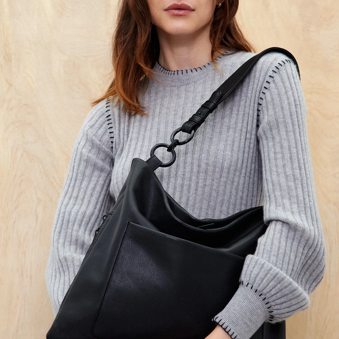 Tripp Hobo in Pebbled Leather - Black