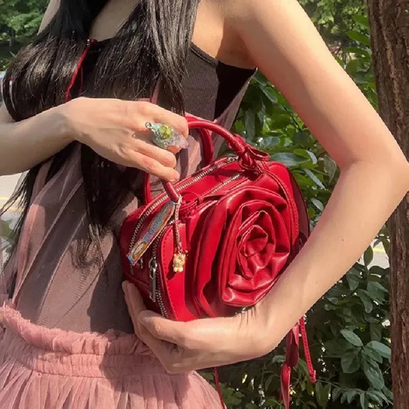 UAKISS  -  Fashion Sling flower Shoulder Bag Trend PU Leather Messenger Handbags Solid Color Leisure Stylish Crossbody Bags For Women