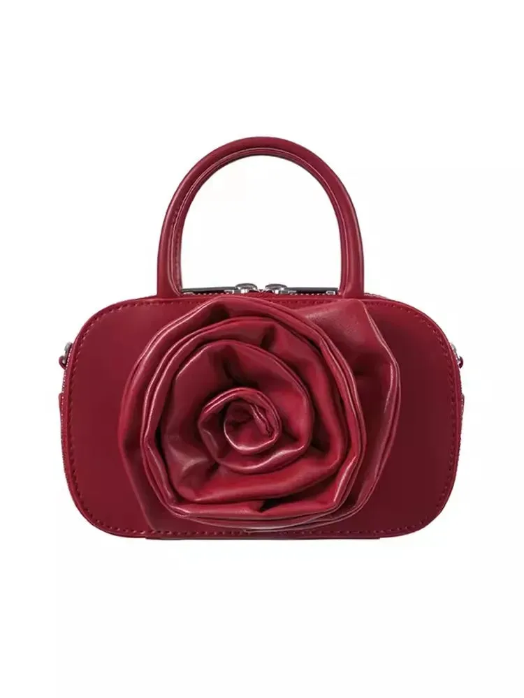 UAKISS  -  Fashion Sling flower Shoulder Bag Trend PU Leather Messenger Handbags Solid Color Leisure Stylish Crossbody Bags For Women