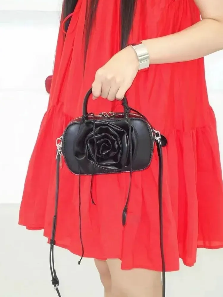 UAKISS  -  Fashion Sling flower Shoulder Bag Trend PU Leather Messenger Handbags Solid Color Leisure Stylish Crossbody Bags For Women
