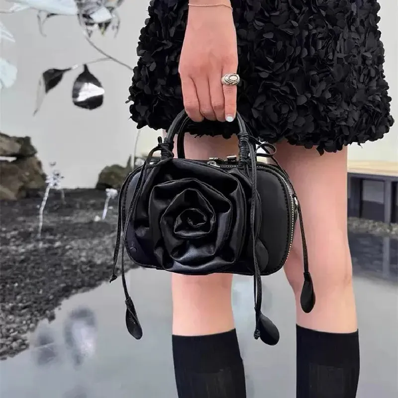 UAKISS  -  Fashion Sling flower Shoulder Bag Trend PU Leather Messenger Handbags Solid Color Leisure Stylish Crossbody Bags For Women