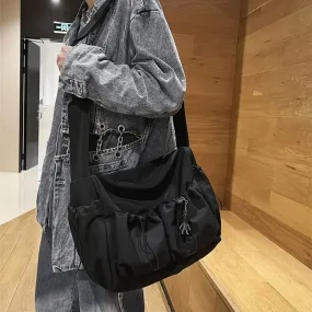 Uakiss Fashionable Crossbody Bag with Drawstring Accent - Spacious & Secure Zipper Closure - Includes Stylish Bag Charm