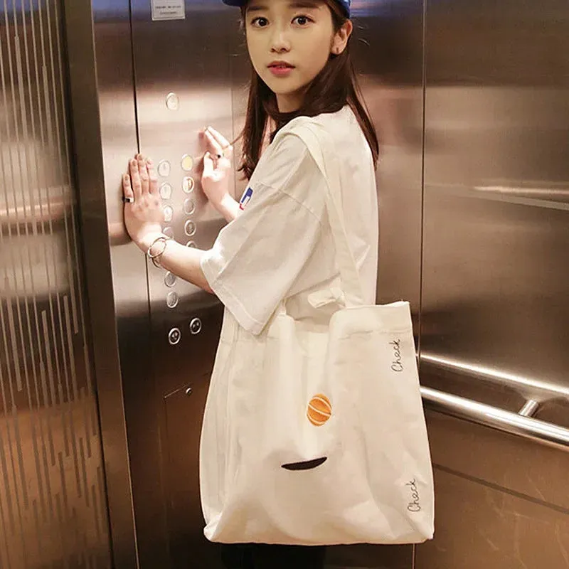 UAKISS  -  Korea Harajuku Totes Embroidered Canvas Eco Bags Portable Original Shoulder Messenger Bag Handbag