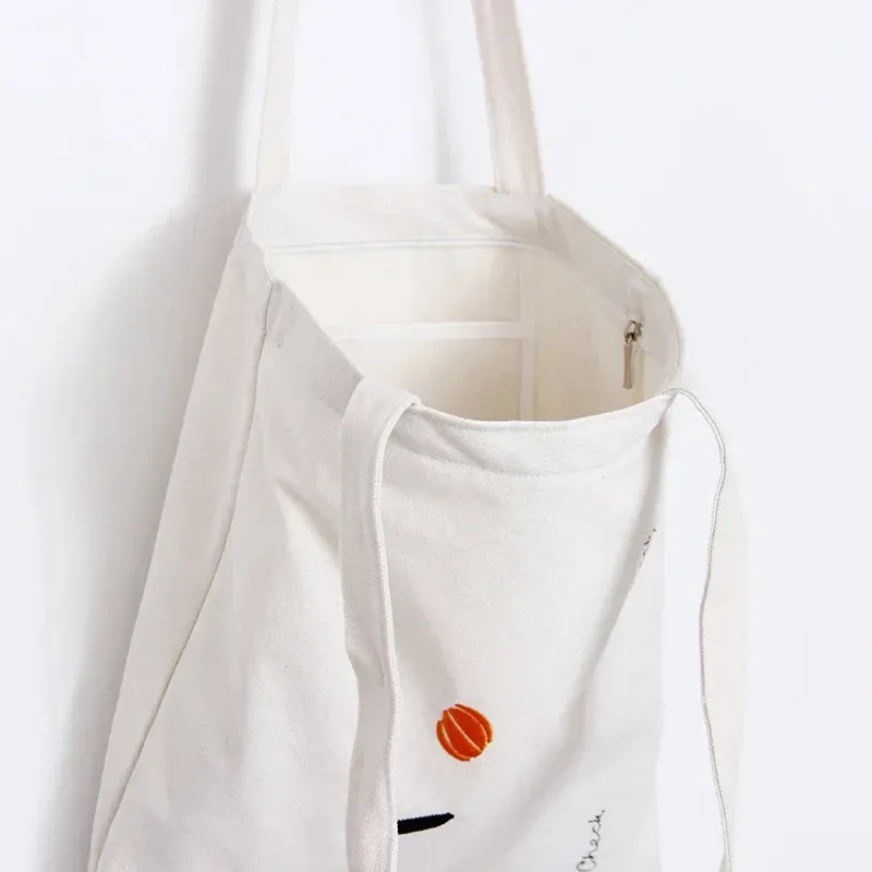 UAKISS  -  Korea Harajuku Totes Embroidered Canvas Eco Bags Portable Original Shoulder Messenger Bag Handbag