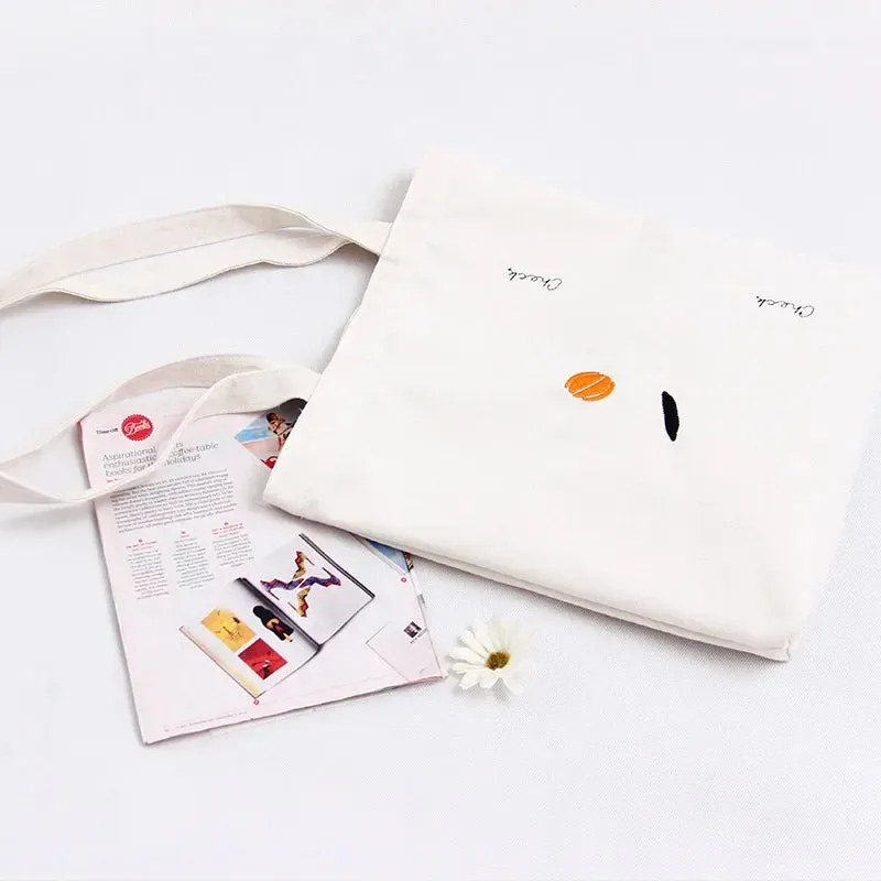 UAKISS  -  Korea Harajuku Totes Embroidered Canvas Eco Bags Portable Original Shoulder Messenger Bag Handbag