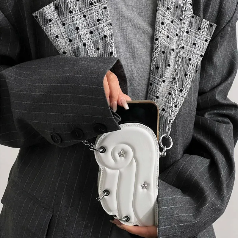 Uakiss New All Match Chain Wing Women's Handbags Fashion Y2k Aesthetic Chic Star Shoulder Crossbody Bag Casual Mini Cellphone Bags