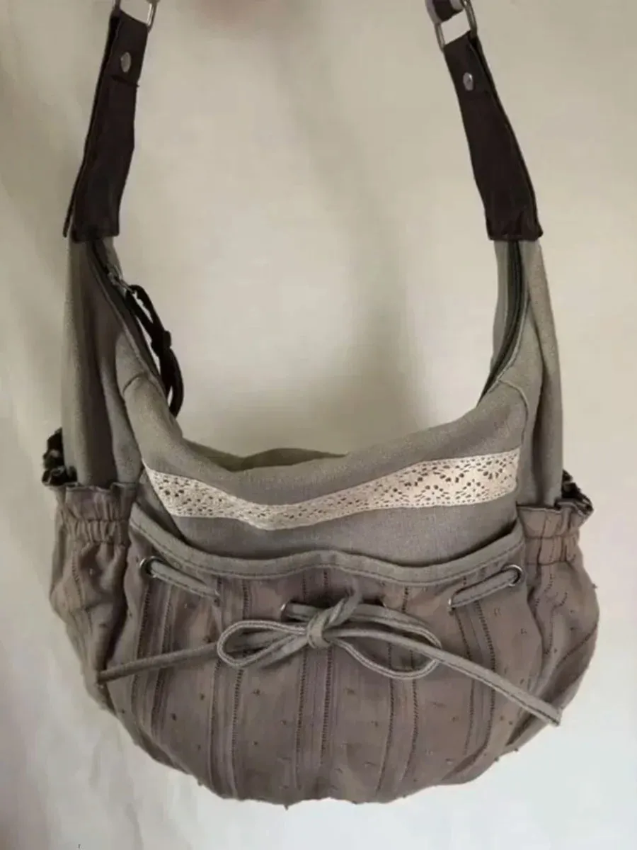 Uakiss Vintage Crossbody Bags for Women Korean Style Fashion Canvas Tote Bag Versatile Casual Large Capacity Shoulder Bag