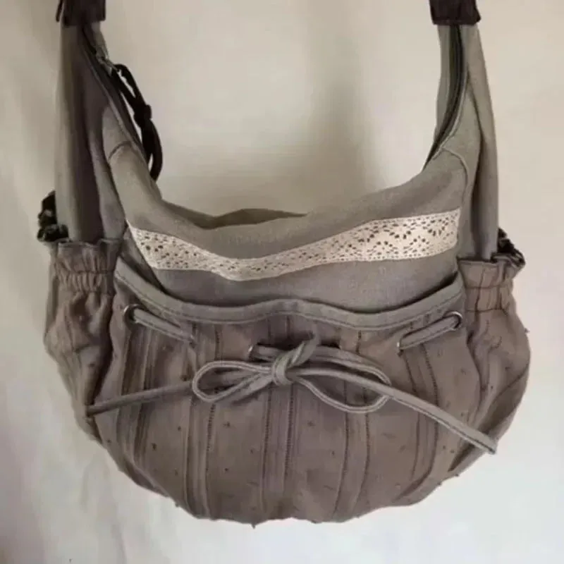 Uakiss Vintage Crossbody Bags for Women Korean Style Fashion Canvas Tote Bag Versatile Casual Large Capacity Shoulder Bag