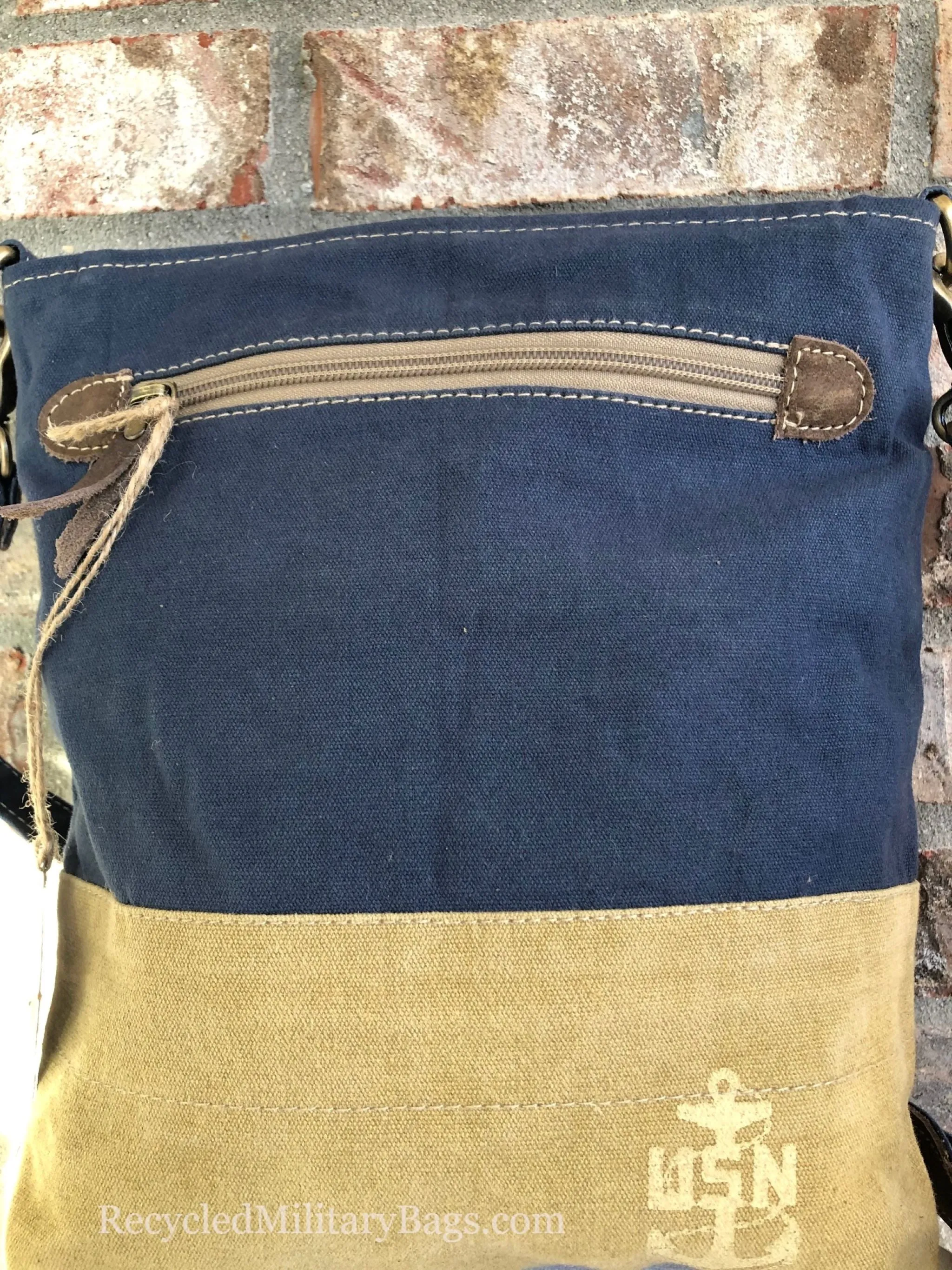 US Navy Sustainable Canvas Crossbody ~ Navy Proud